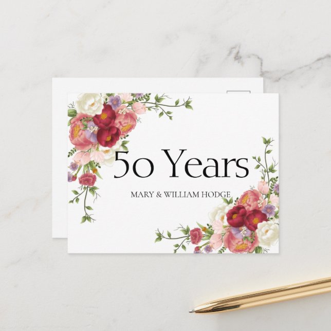 "Gyllene Minnen: 50 År av Kärlek Firad" Vykort (Fram/Back In Situ)