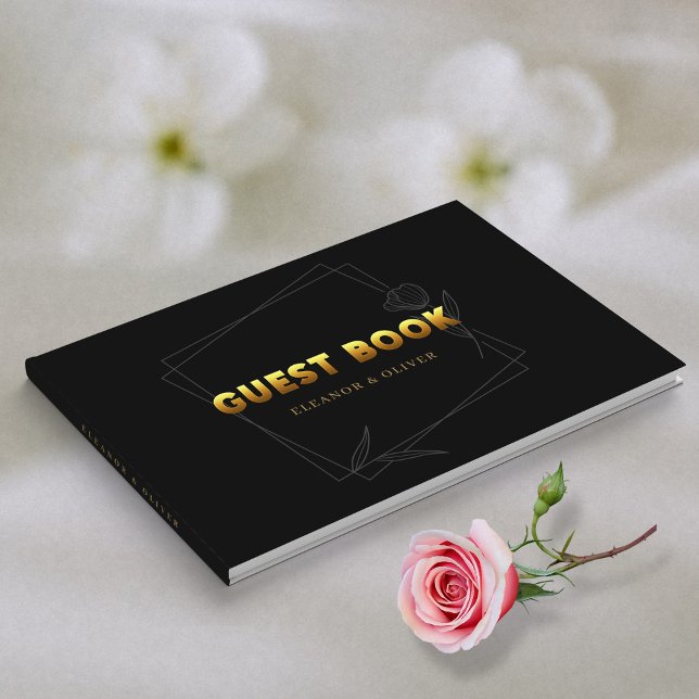 Gyllene minnesmärken: Elegant Black & Guld Bröllop Gästböcker (Golden Memories _ Elegant Black & Gold Wedding Guest Book )