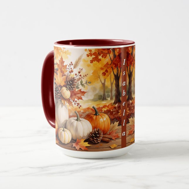 Gyllene Modern Höst Tacksgiving Kollektion Mugg (Framsida vänster)