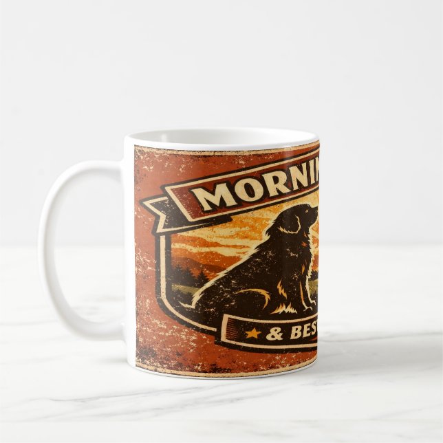 Gyllene morgnar & mörka rostningar - Golden Retrie Kaffemugg (Vänster)