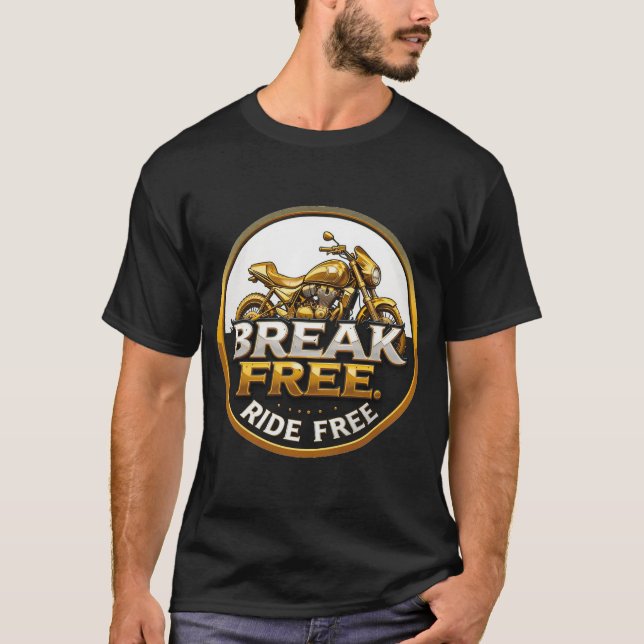 Gyllene motorcykelmärke med fet text t shirt (Framsida)