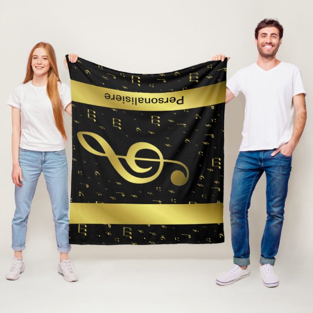 gyllene musiknoter  fleecefilt (På plats)