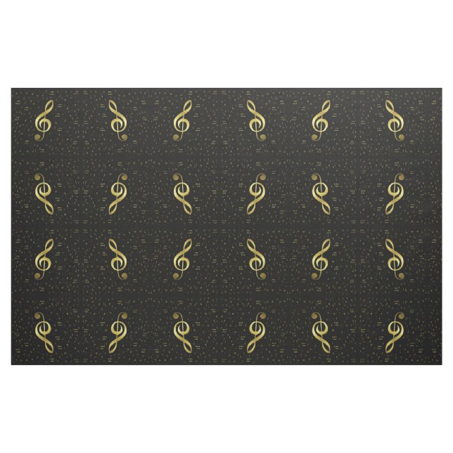 gyllene musiknoter på svart tyg (Fat Quarter)