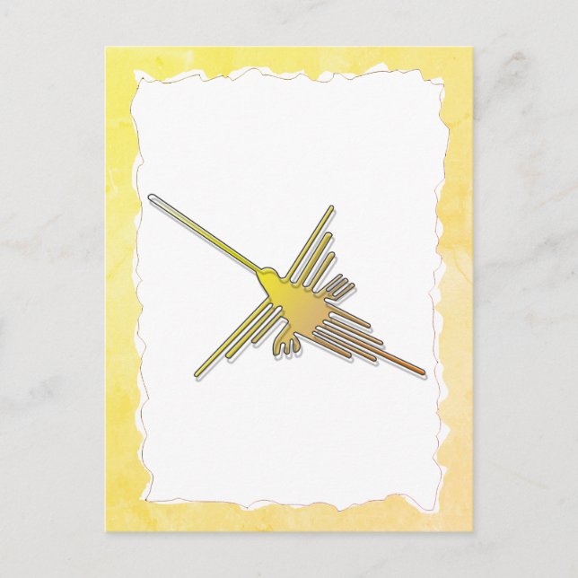 Gyllene Nazca-linjer Kolibri Gammal Rivet Pappers Vykort (Framsida)