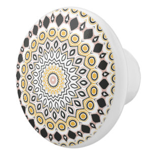 Gyllene och kol Mandala Mönster Knopp