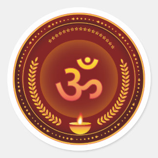 Gyllene Om Hindu-symbol Runt Klistermärke