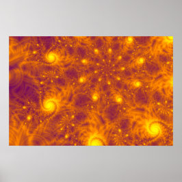 GYLLENE ORANGE FRAKTAL KONST – PSYKEDELISK SPIRAL POSTER