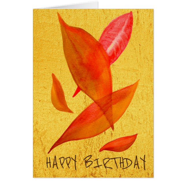 Gyllene Orange Höst höstlöv modern konst Hälsningskort (Framsidan)