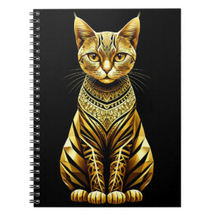 Gyllene Ornamenterad Katt Illustration Anteckningsbok