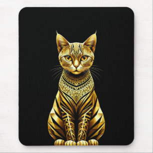 Gyllene Ornamenterad Kattillustration Musmatta