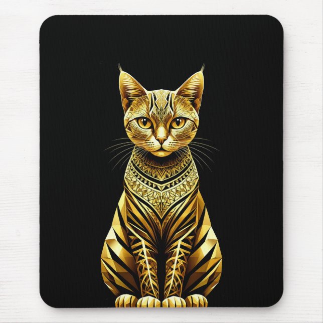 Gyllene Ornamenterad Kattillustration Musmatta (Framsidan)