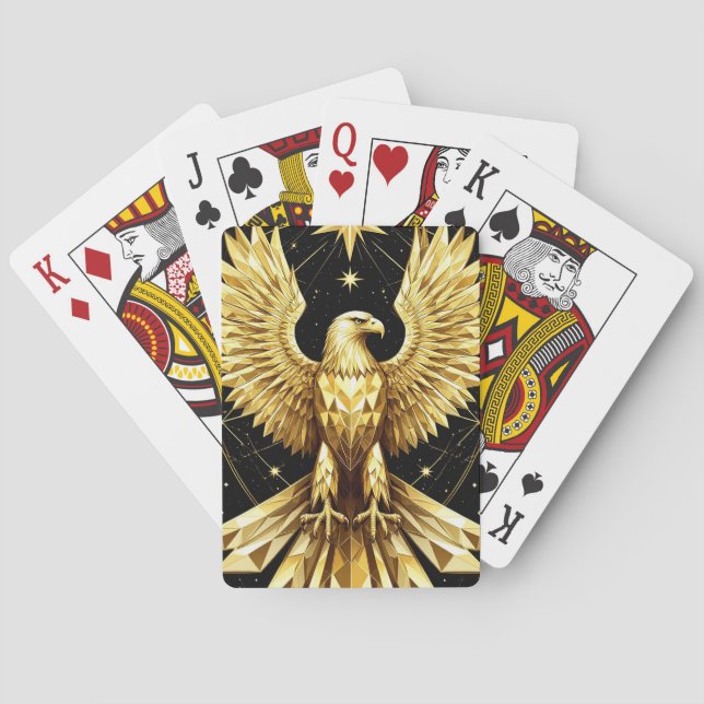 Gyllene Ornamenterad Örn Casinokort (Baksidan)