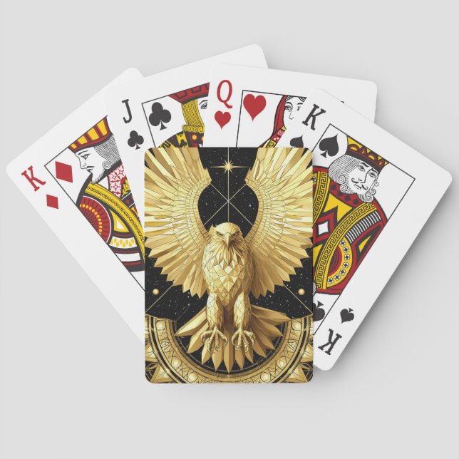 Gyllene Ornamenterad Örn Casinokort (Baksidan)