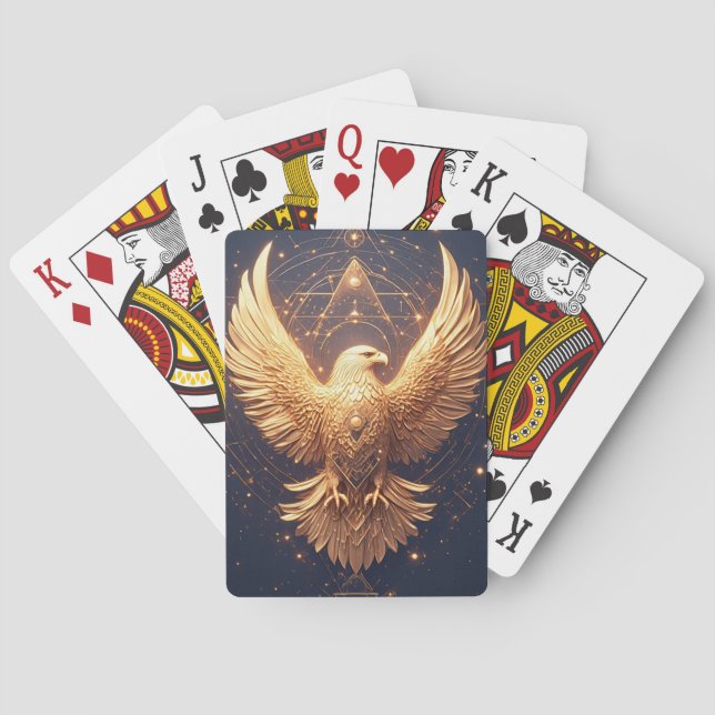 Gyllene Ornamenterad Örn Casinokort (Baksidan)