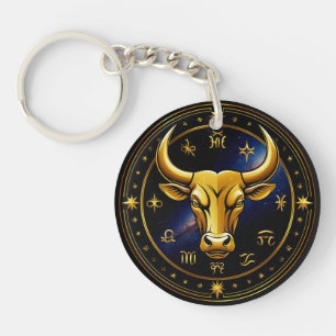 Gyllene Oxe-Tjur Inom en Cirkulär Zodiak Hjul