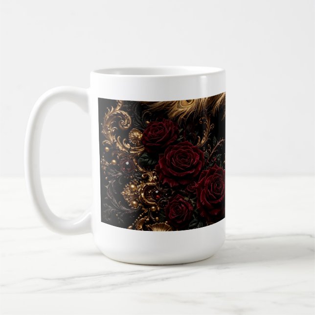 Gyllene Påfågel Barock Porslinskruk  Kaffemugg (Vänster)