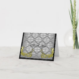 Gyllene påfågelillustration på Damaskus Tack så my