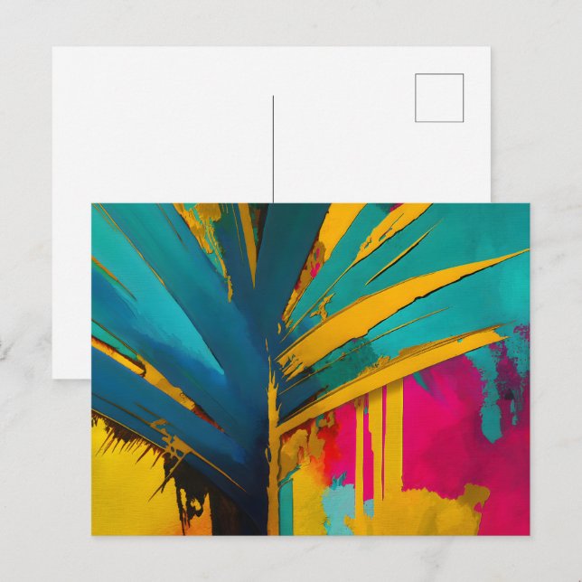 Gyllene palm – Abstrakt tropisk energi Vykort (Fram/baksida)