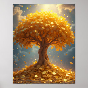 gyllene pengaträd guldmynt poster