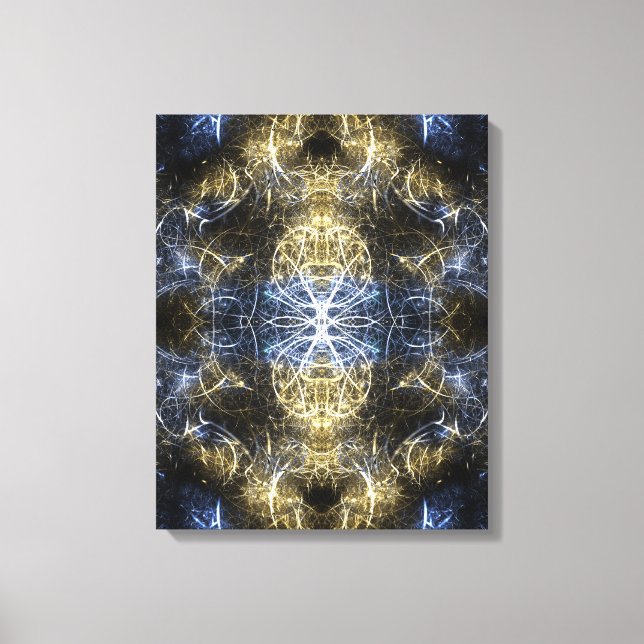 Gyllene Plasma Sacred Geometri Fraktal Konst Canvastryck (Framsida)