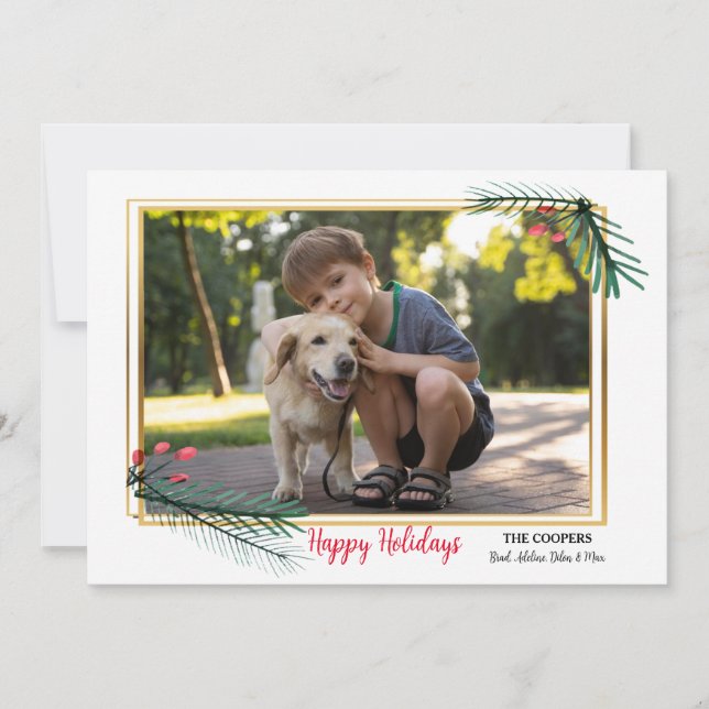 Gyllene ram för semesterkort fotokort julkort (Framsida)