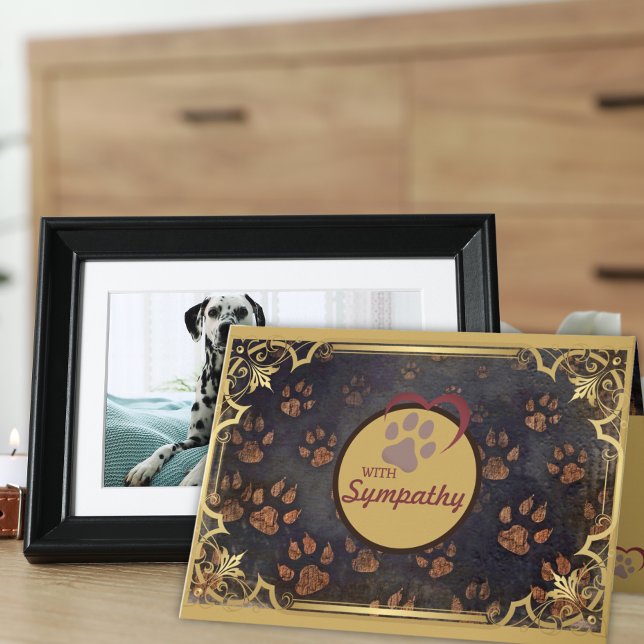 Gyllene Ram med hjärt- och pawprint Pet Sympathy Kort (Skapare uppladdad)