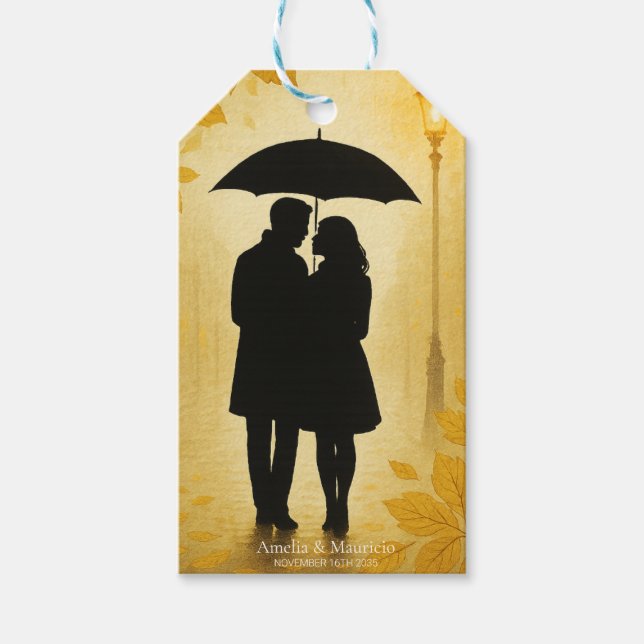 Gyllene regn romansbröllop presentetikett (Framsidan)