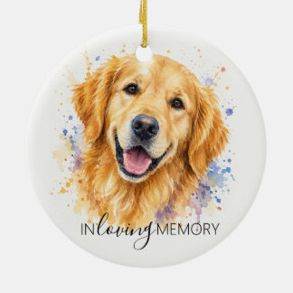 gyllene retriever minnesvattenfärg jul julgransprydnad keramik