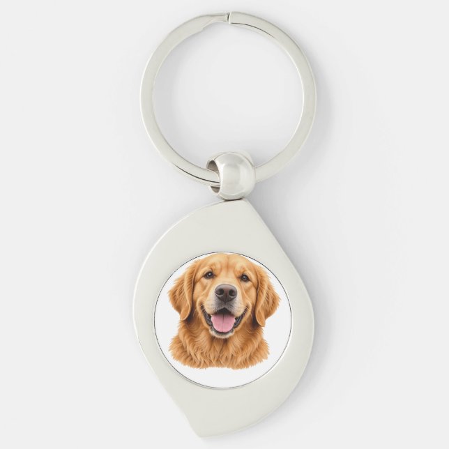 gyllene retriever swirl silverfärgad nyckelring (Framsidan)