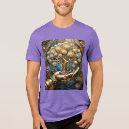 Gyllene robot hand som håller det gyllene livets t shirt