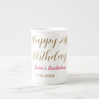 gyllene rosa glad 21-årsdag namn datum modern s benporslin mugg