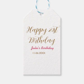 gyllene rosa glad 21-årsdag namn datum modern s presentetikett