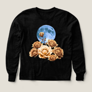 Gyllene Rosor & Blå Fullmåne Celestial Estetik  T Shirt
