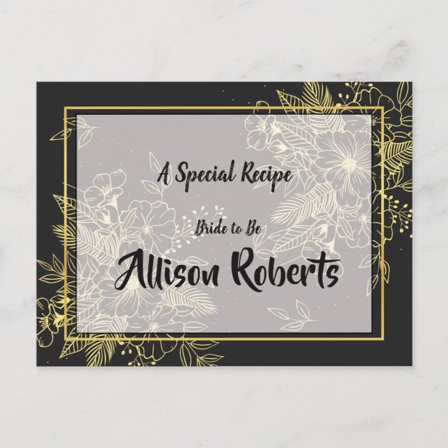 Gyllene Rosor Bröllopsduschrecept Vykort (Framsida)