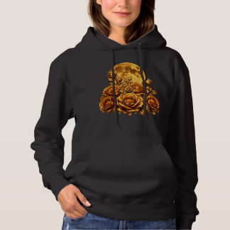 Gyllene rosor och månens himmelska blommiga grafis t shirt