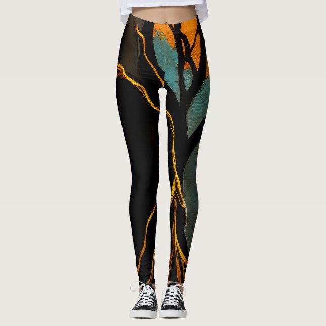 Gyllene rötter och skymnings träd leggings (Framsida)