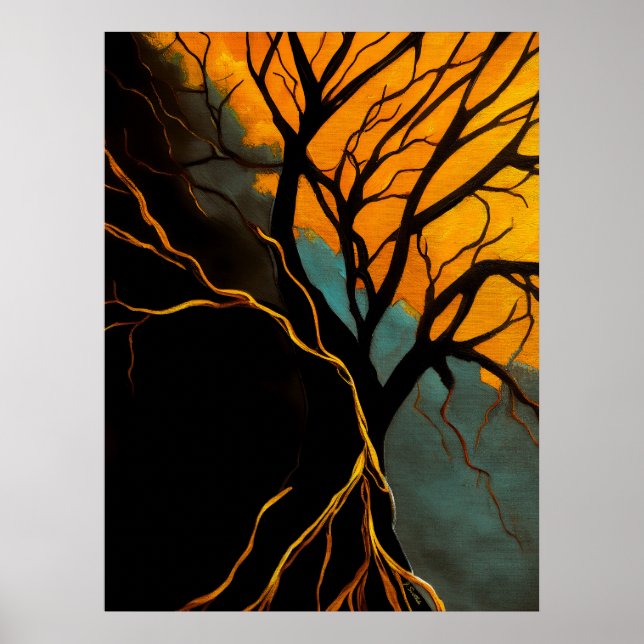 Gyllene rötter och skymningsträd poster (Framsidan)
