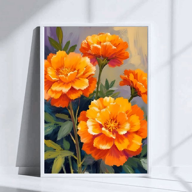 Gyllene sammetsblommor | Akvarell Blommor Blommig Poster (Skapare uppladdad)