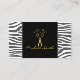 Gyllene Sax Hårstylist Modern Zebra Hud #66 Visitkort