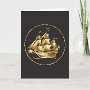 Gyllene segelbåt Nautilus Kort