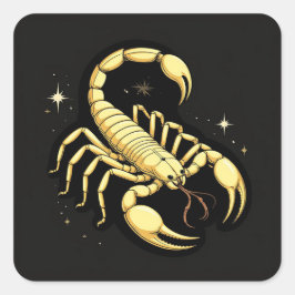 Gyllene Skorpion Zodiaken Dekorativ astrologi Fyrkantigt Klistermärke