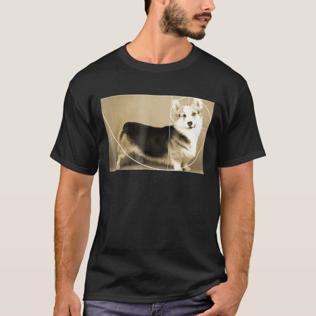 Gyllene Snittet Corgi Fibonacci Spiral Matematik T Shirt (Framsida)