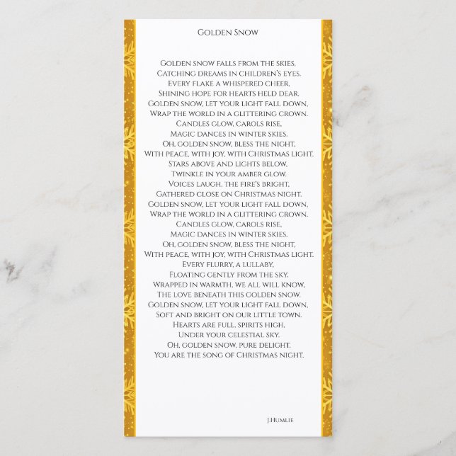 Gyllene Snö Tack Kort (Framsida)