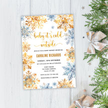 Gyllene snöflinga vinter baby shower