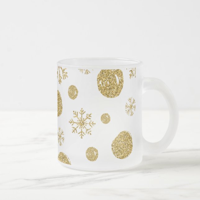Gyllene snöflingor 1 frostad glasmugg (Höger)