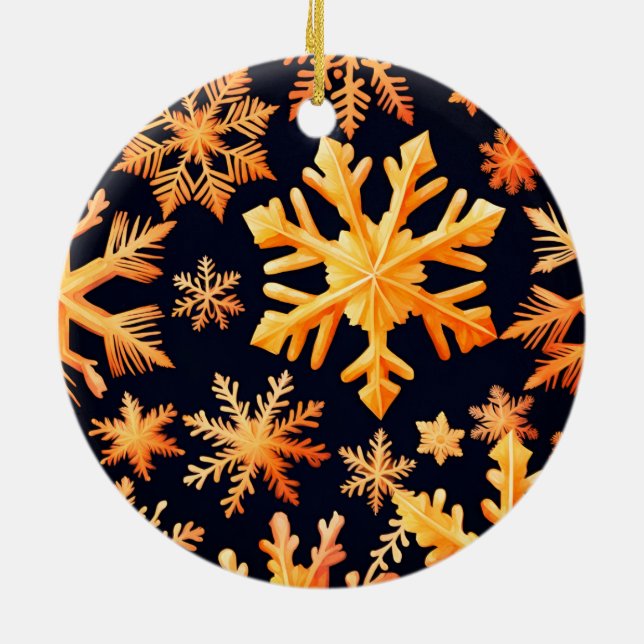 Gyllene snöflingor   julgransprydnad keramik (Baksidan)