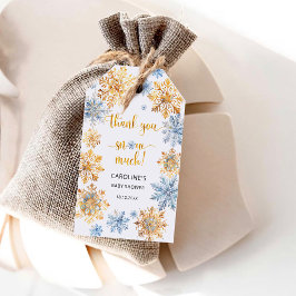 Gyllene snöflingor Tack Presentetikett