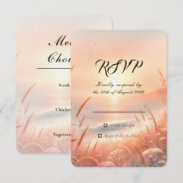 Gyllene Solnedgång Äng Strand Bröllop OSA Kort