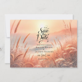 Gyllene Solnedgång Äng Strand Bröllop Spara Datume Datumet