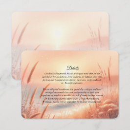 Gyllene Solnedgång Äng Strand Bröllop Tilläggskort